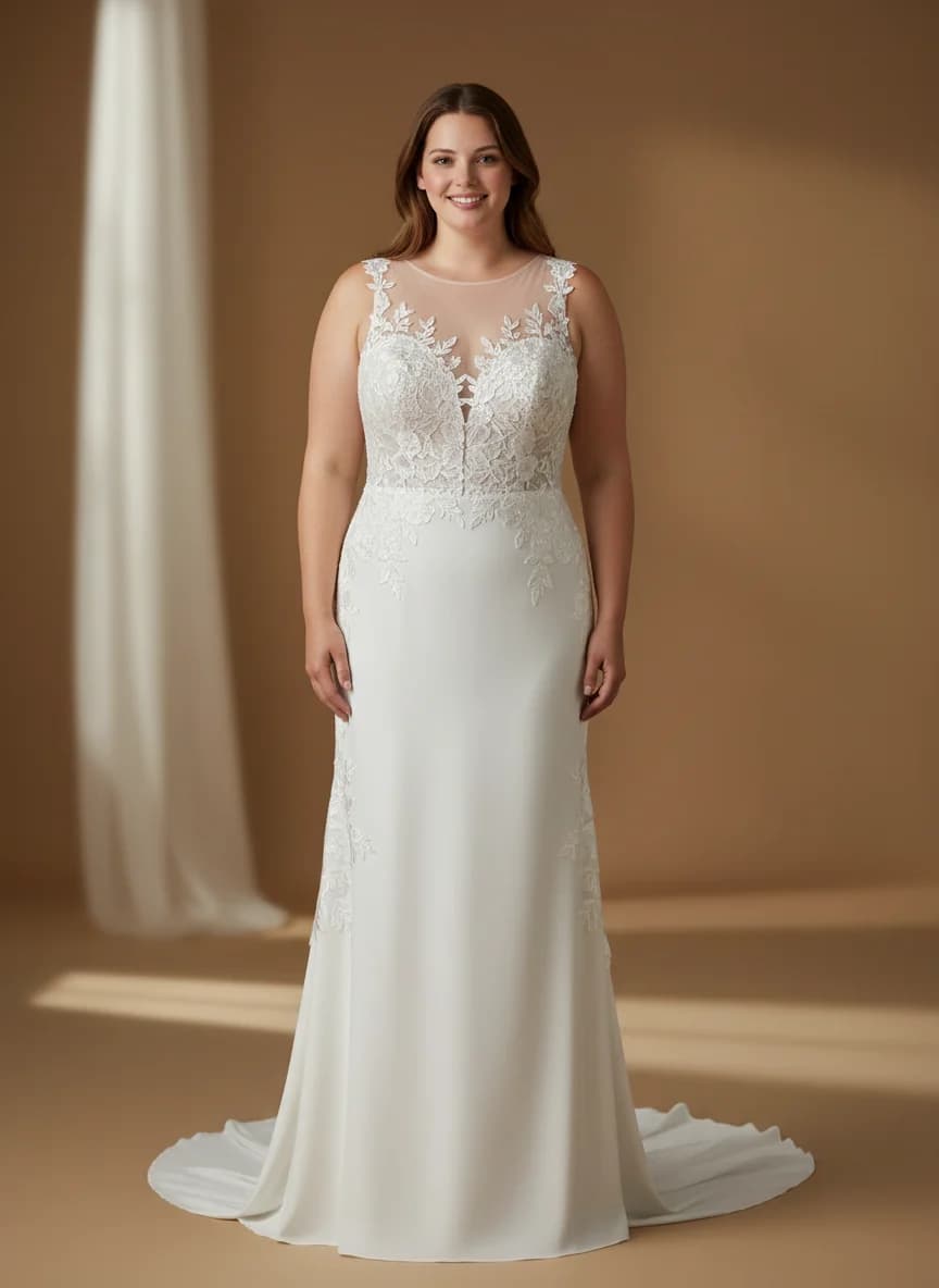 Sheath dress with Illusion neckline