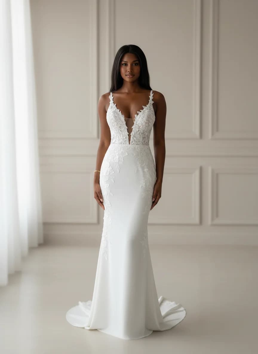 Sheath dress with Plunge neckline