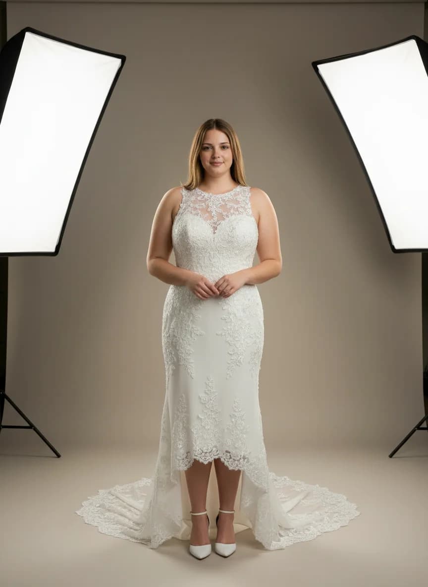 Sheath dress with High-Low and High Neckline neckline