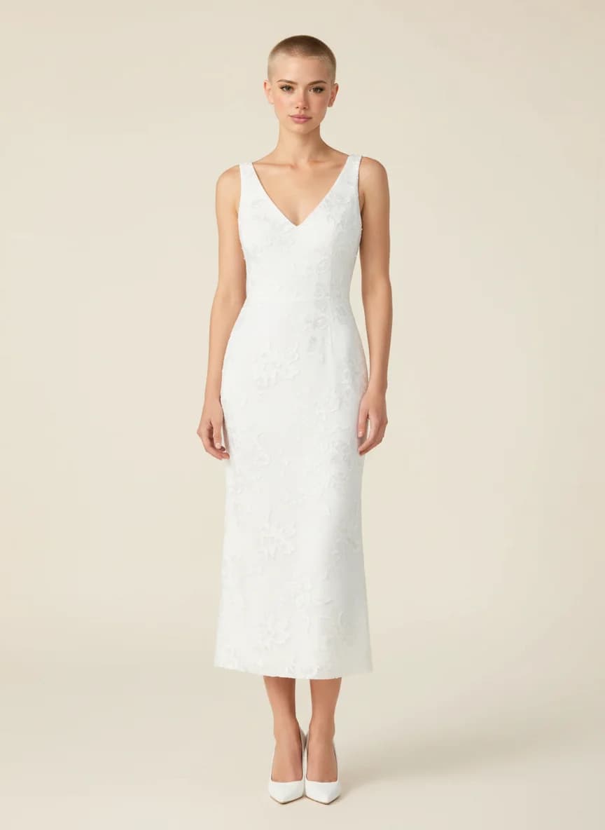 Sheath dress with Knee Length and V-Neck neckline