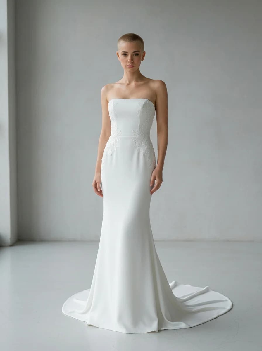 Sheath dress with Sweep Train and Strapless neckline