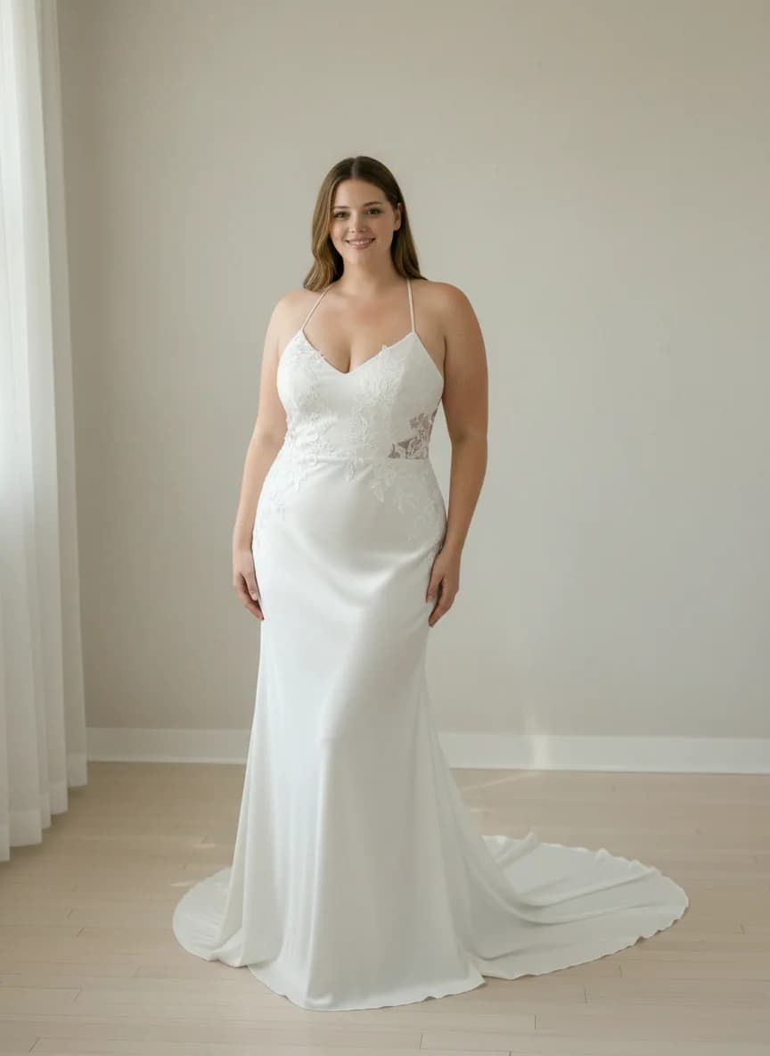 Slip dress with Chapel Train and Halter neckline