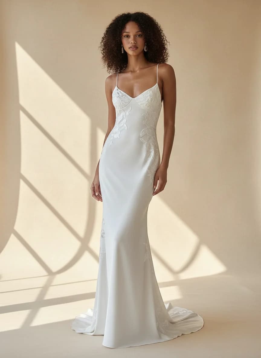 Slip wedding dress with Sweetheart neckline