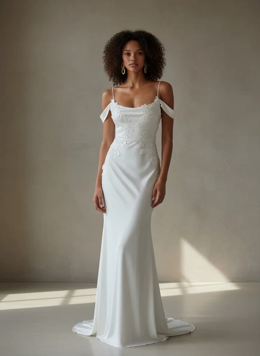 Slip dress with Off Shoulder neckline