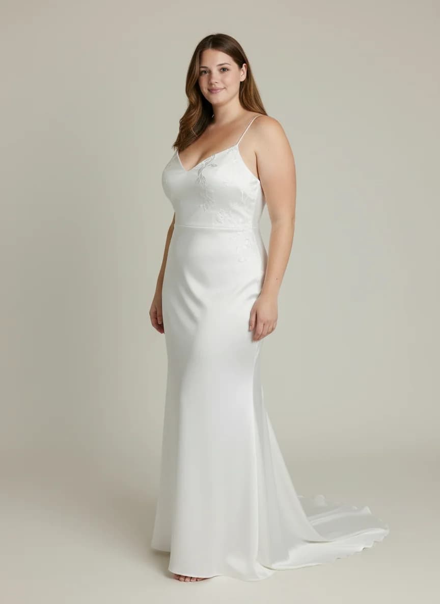 Slip dress with Sweep Train and Sweetheart neckline