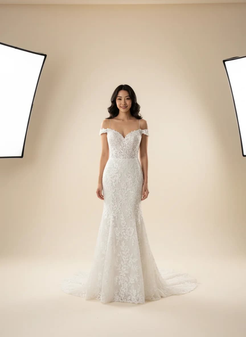 Trumpet dress with Sweep Train and Off Shoulder neckline