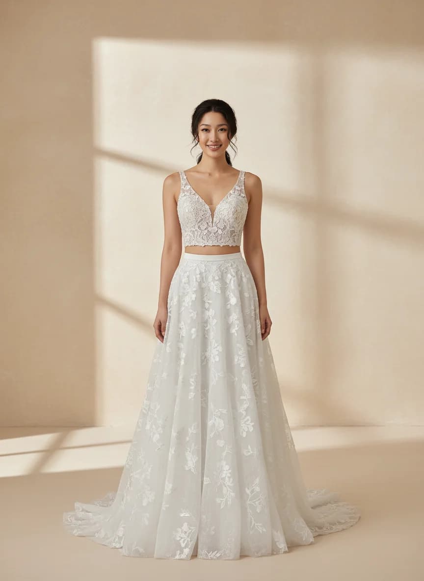 Two Piece dress with V-Neck neckline