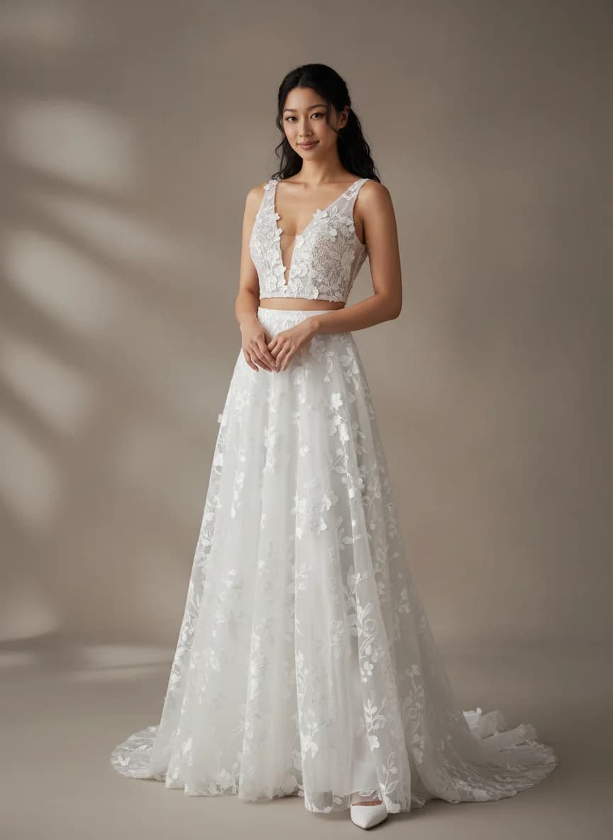 Two Piece dress with Plunge neckline