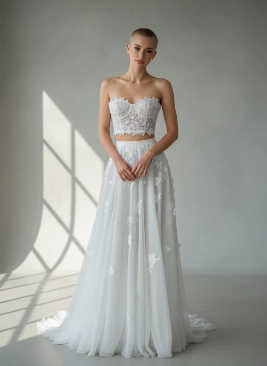 Two Piece dress with Strapless neckline