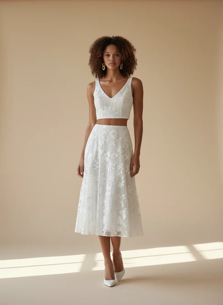 Two Piece dress with Knee Length and V-Neck neckline
