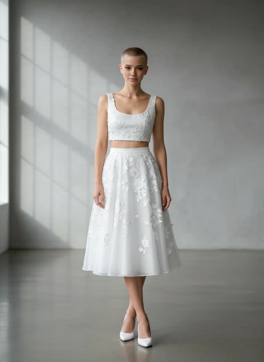 Two Piece dress with Knee Length and Scoop neckline