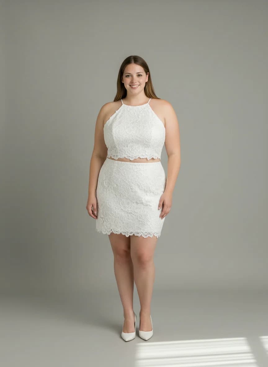 Two Piece dress with Mini and Halter neckline