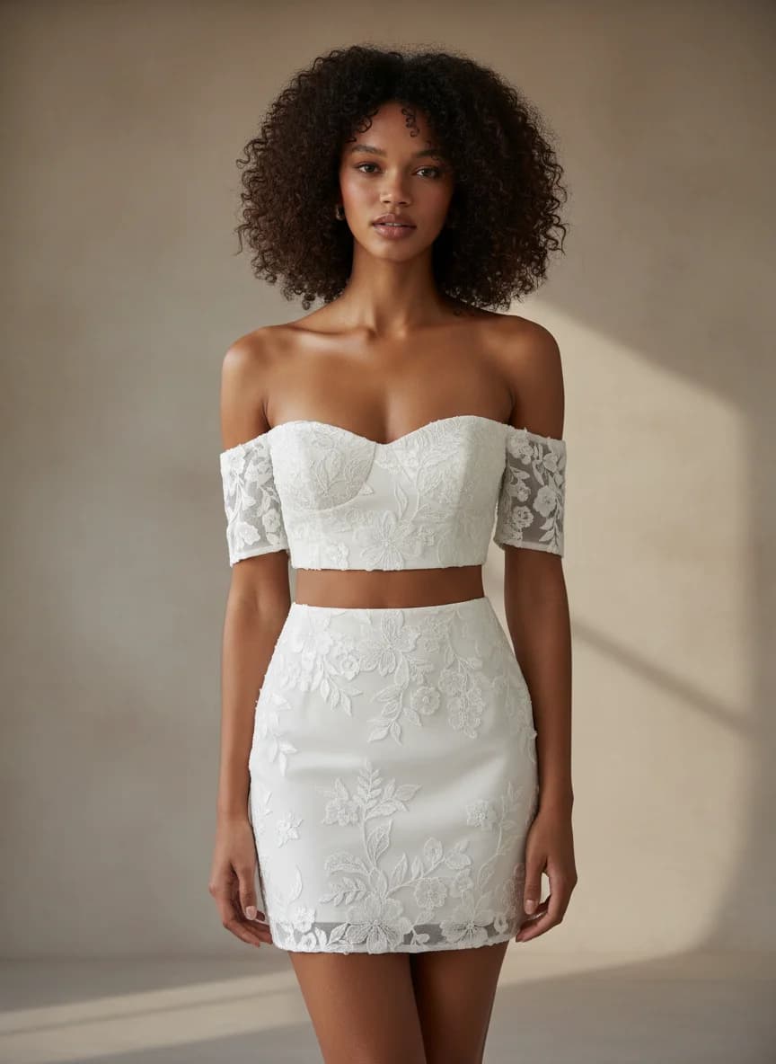 Two Piece dress with Mini and Off Shoulder neckline