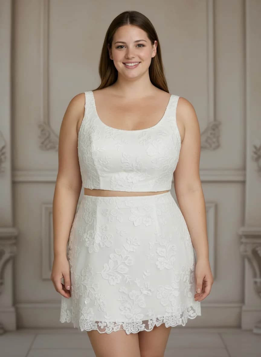 Two Piece dress with Mini and Scoop neckline