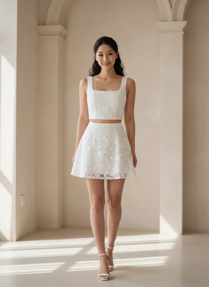 Two Piece dress with Mini and Square neckline