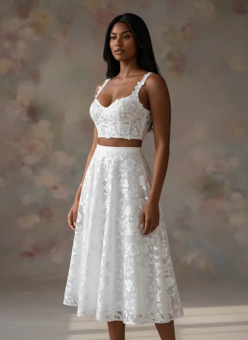 Two Piece dress with Tea Length and Sweetheart neckline