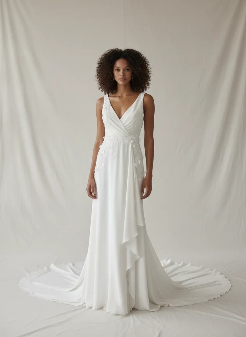 Wrap & Asymmetric dress with V-Neck neckline