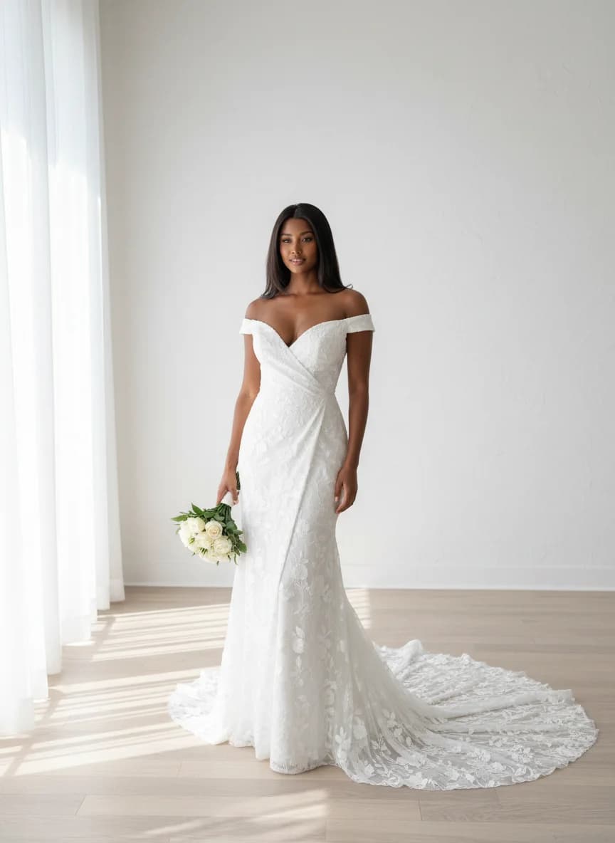 Wrap & Asymmetric dress with Off Shoulder neckline