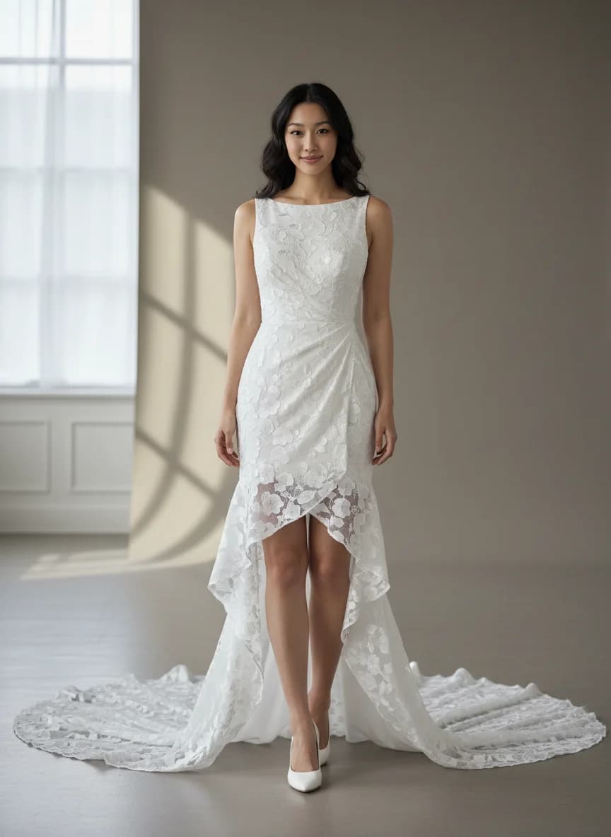 Wrap & Asymmetric dress with Mini and Boat Neck neckline