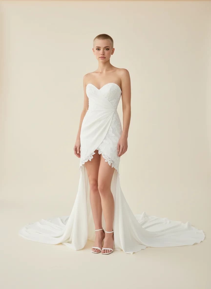 Wrap & Asymmetric dress with Mini and Strapless neckline