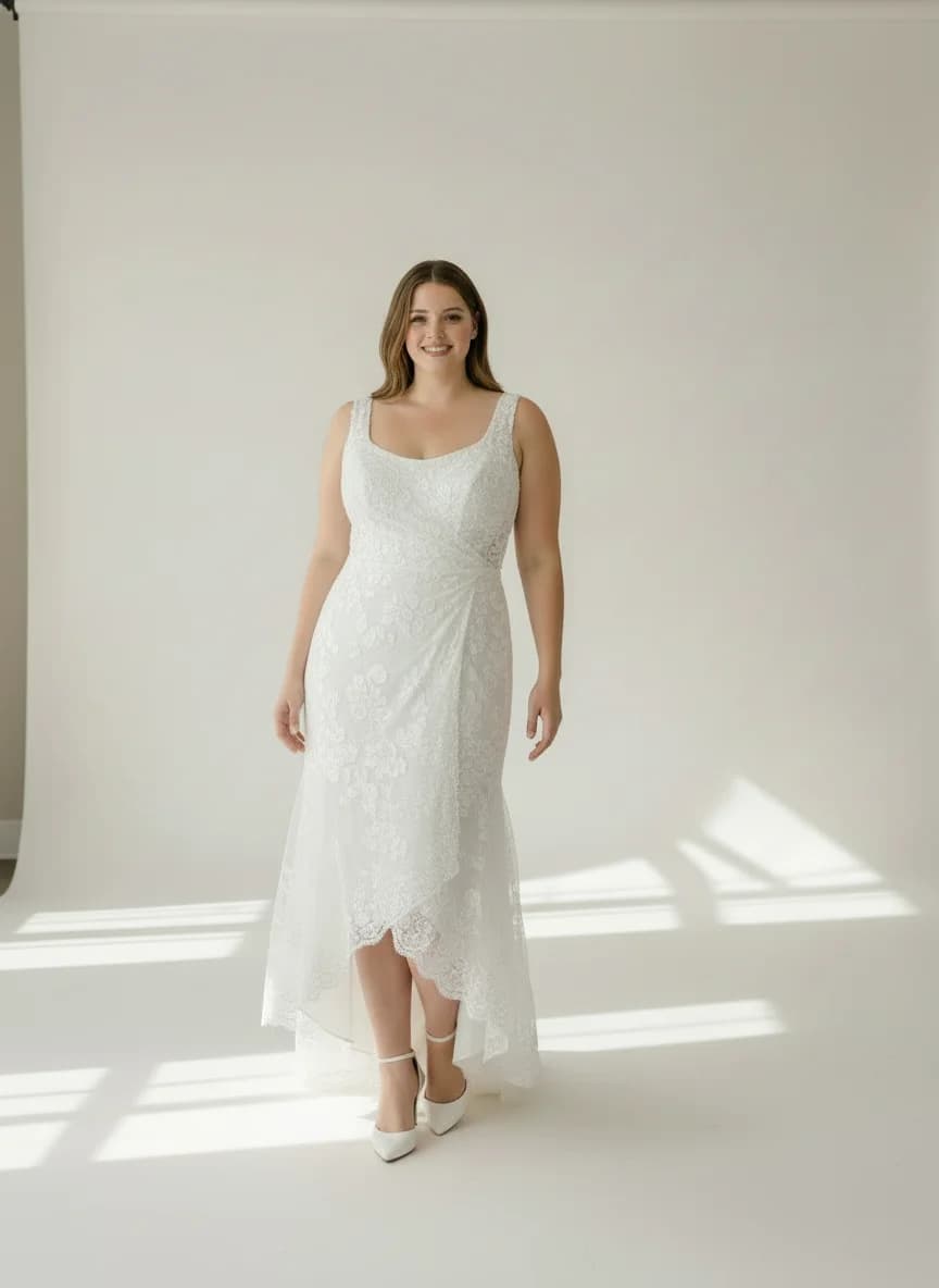 Wrap & Asymmetric dress with Tea Length and Square neckline