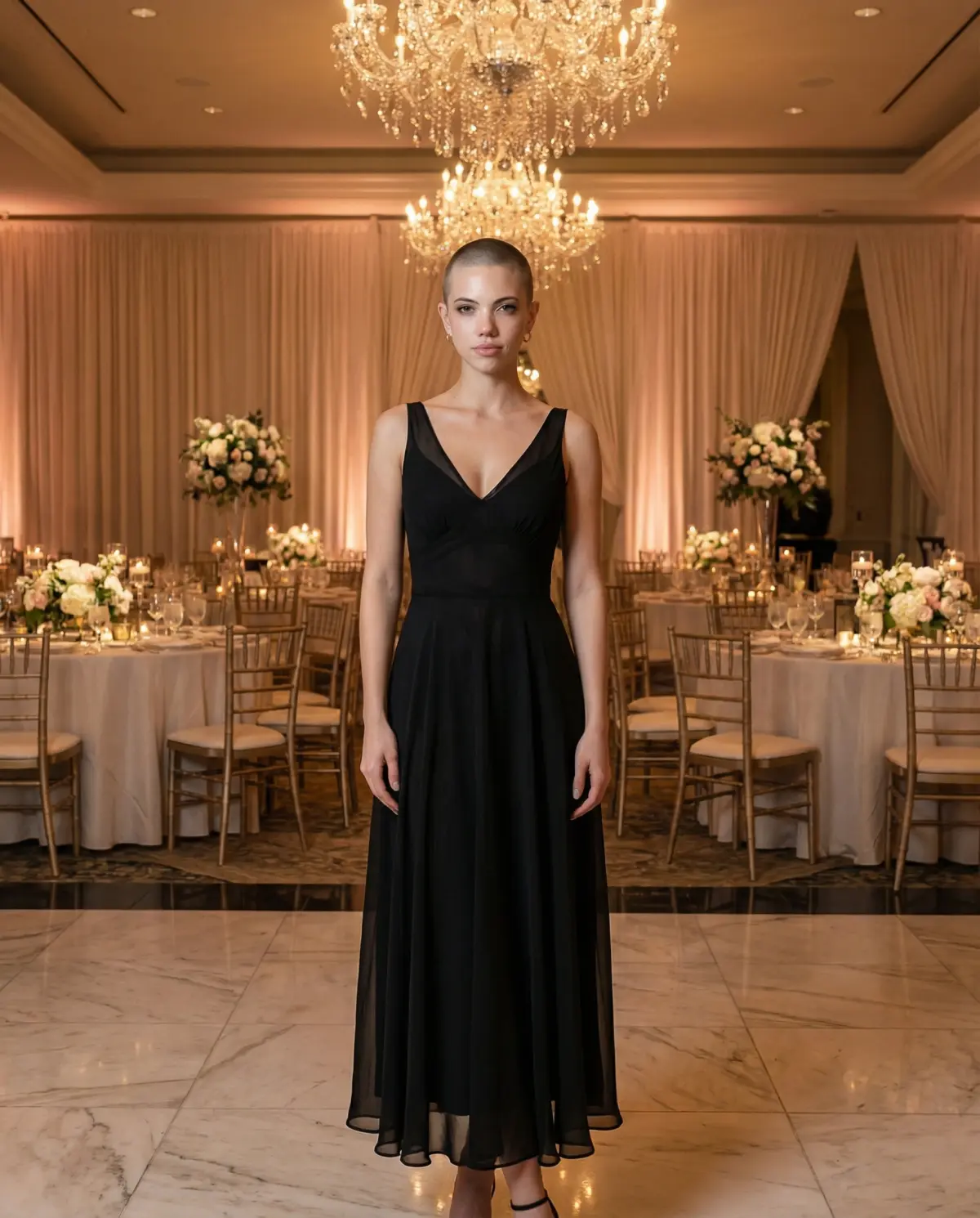 90s-inspired black chiffon slip dress with vintage charm