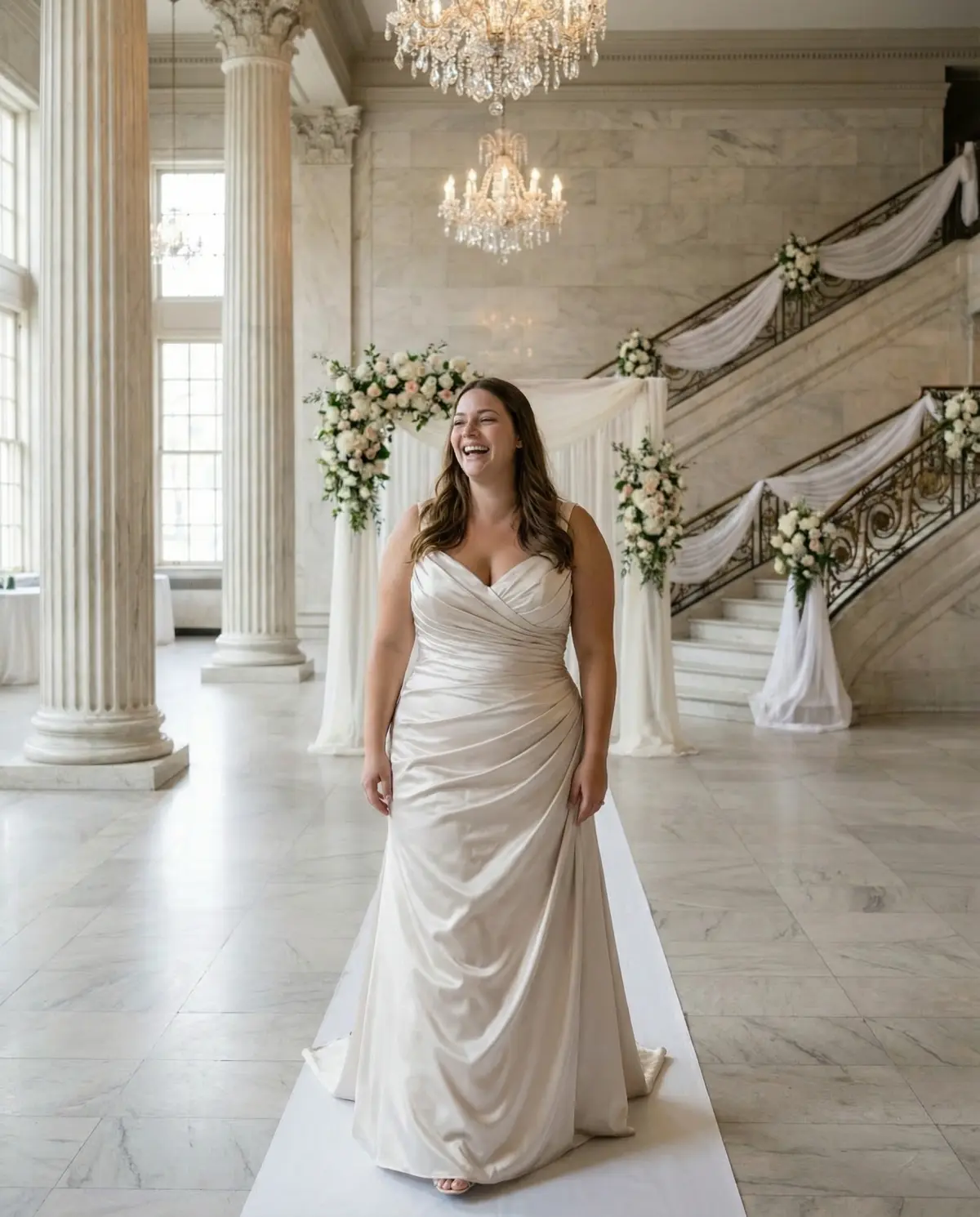 Deep burgundy fit-and-flare dress for a non-traditional bride