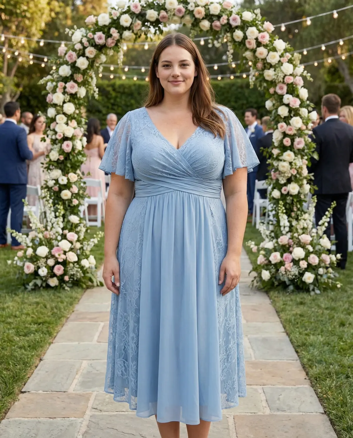 powder blue midi dress
