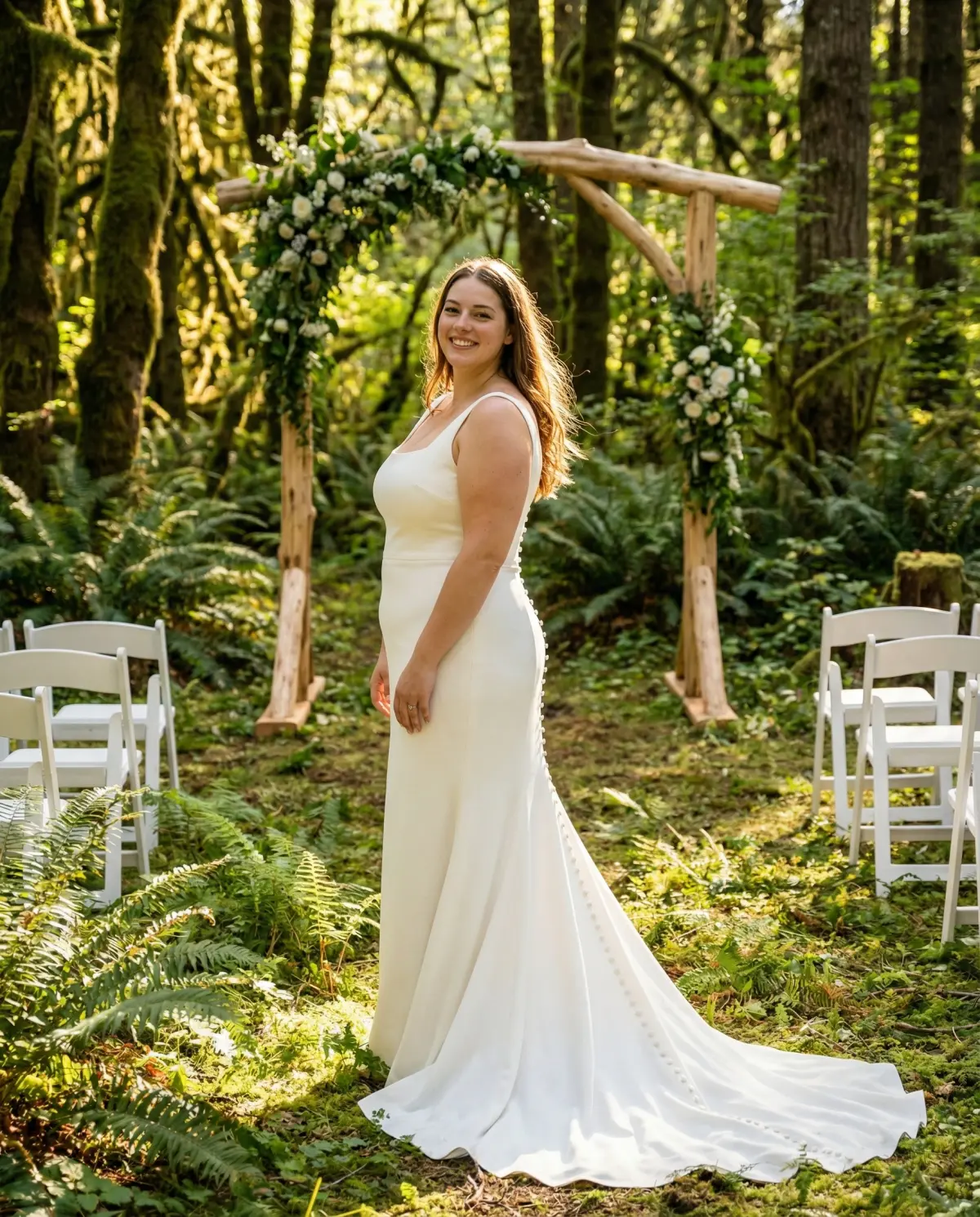 Ivory sheath dress offering packable comfortable elopement style