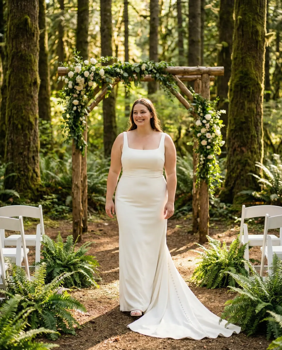 Ivory sheath elopement gown perfect for exploring and photos