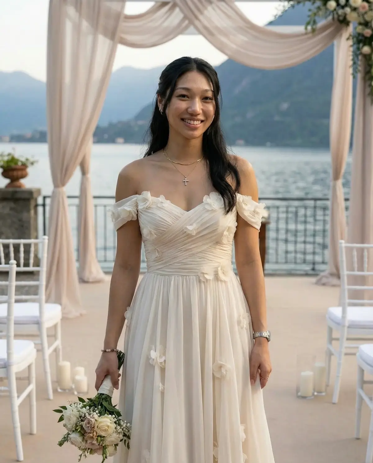 Off-white fit and flare dress with versatile destination appeal