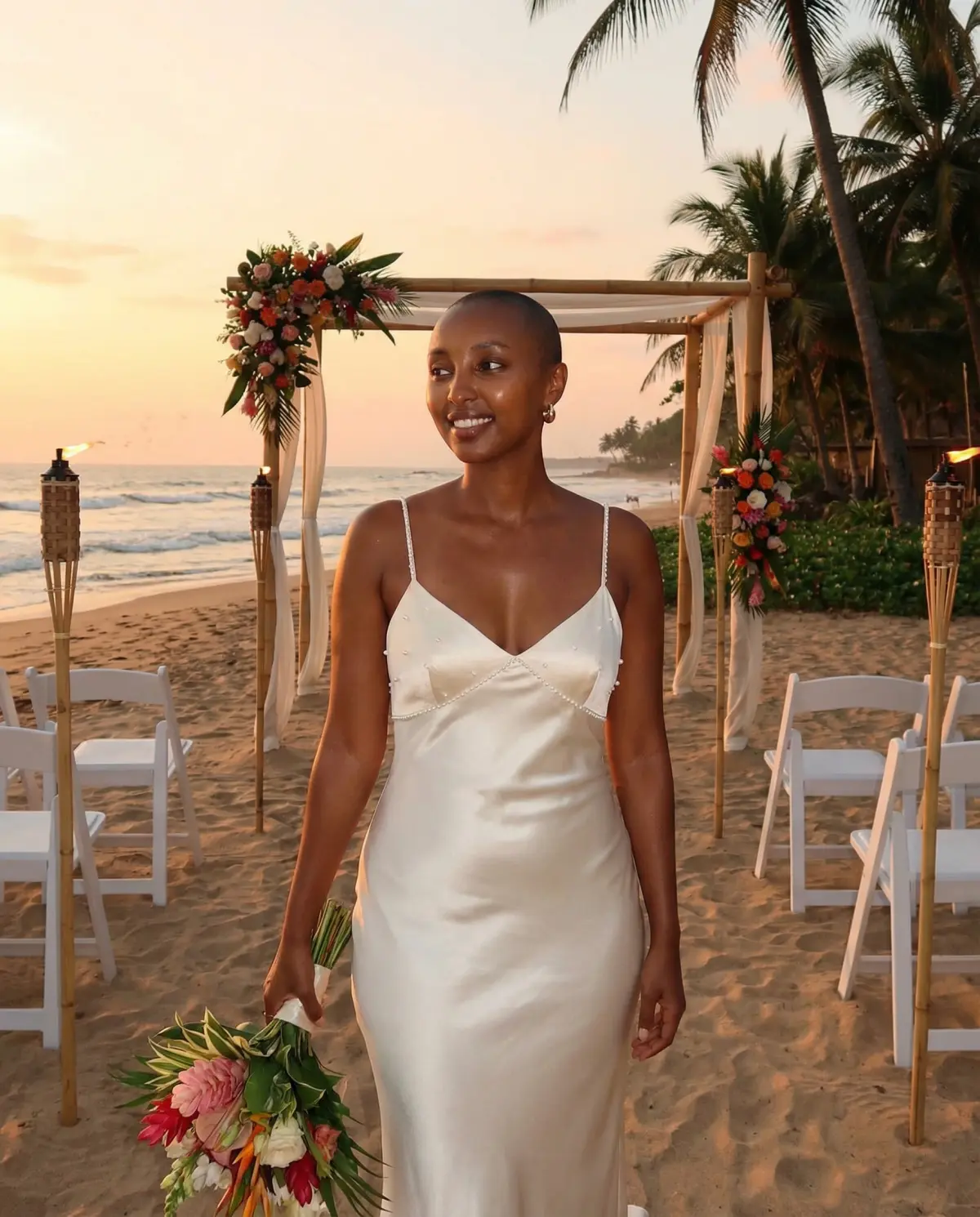 Off-white slip elopement dress perfect for intimate ceremony