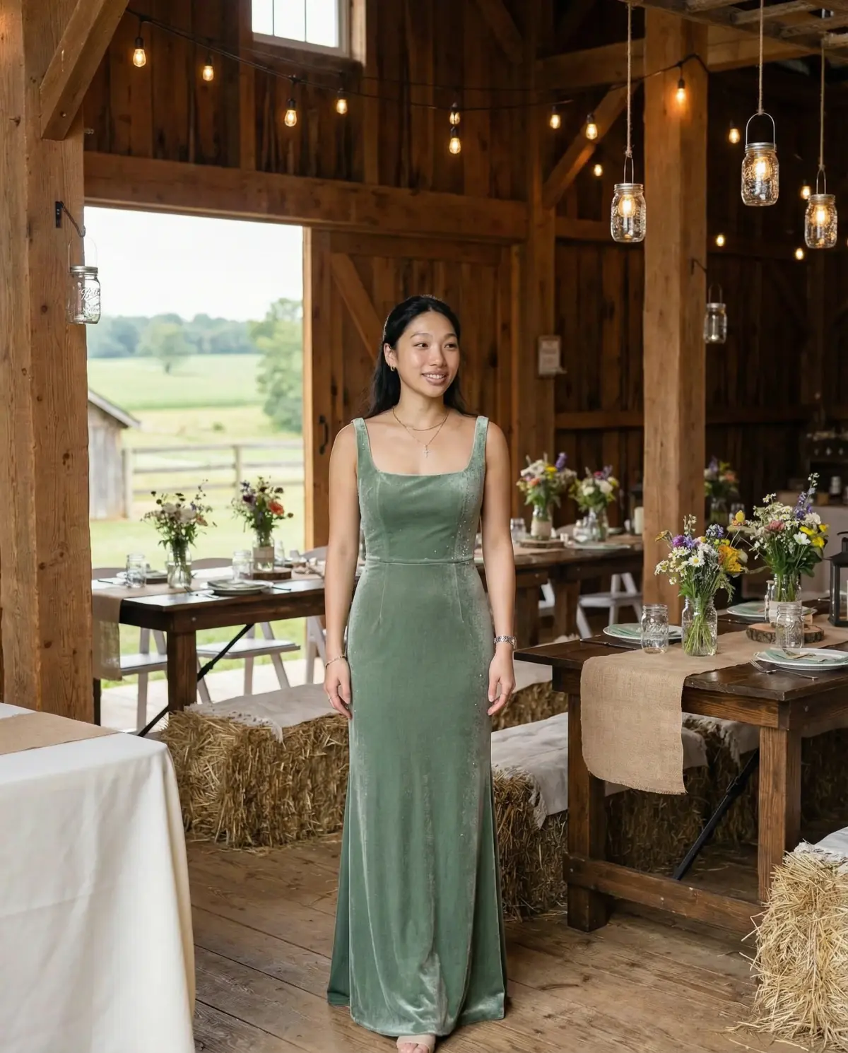 Sage green sheath dress showing sleek modern style for wedding guests