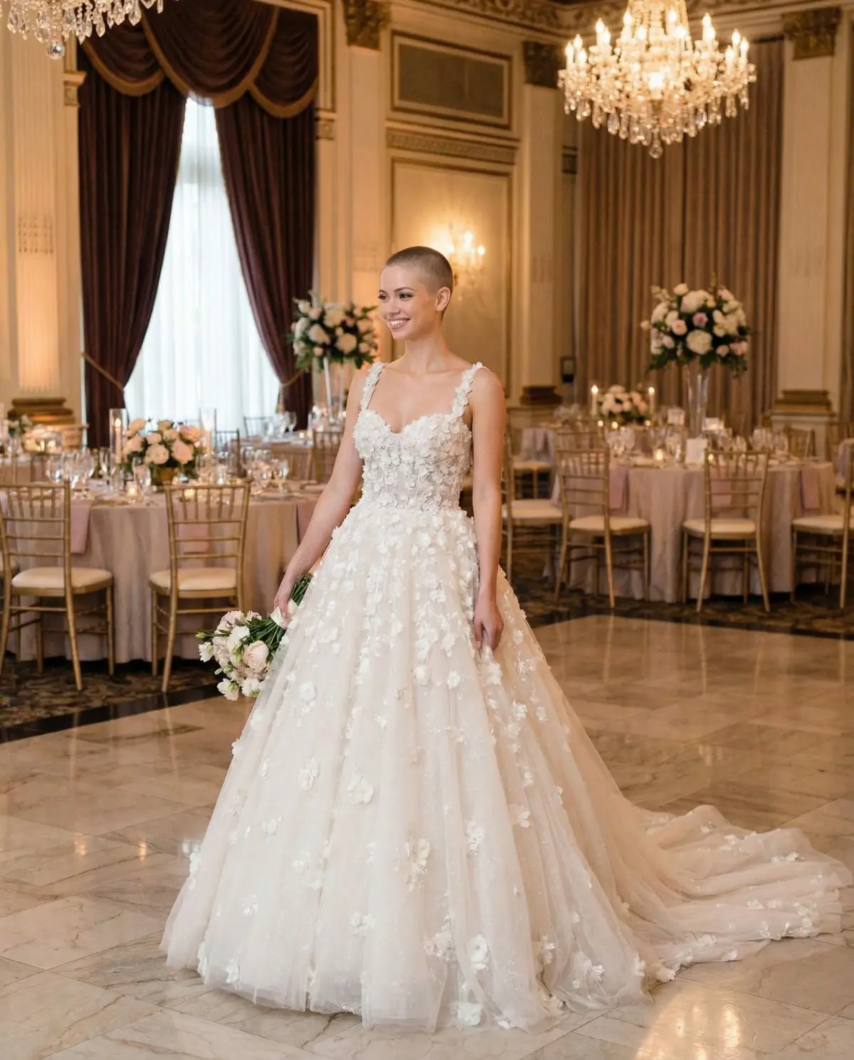 Romantic lavender ball gown creating whimsical fairy-tale bridal moment