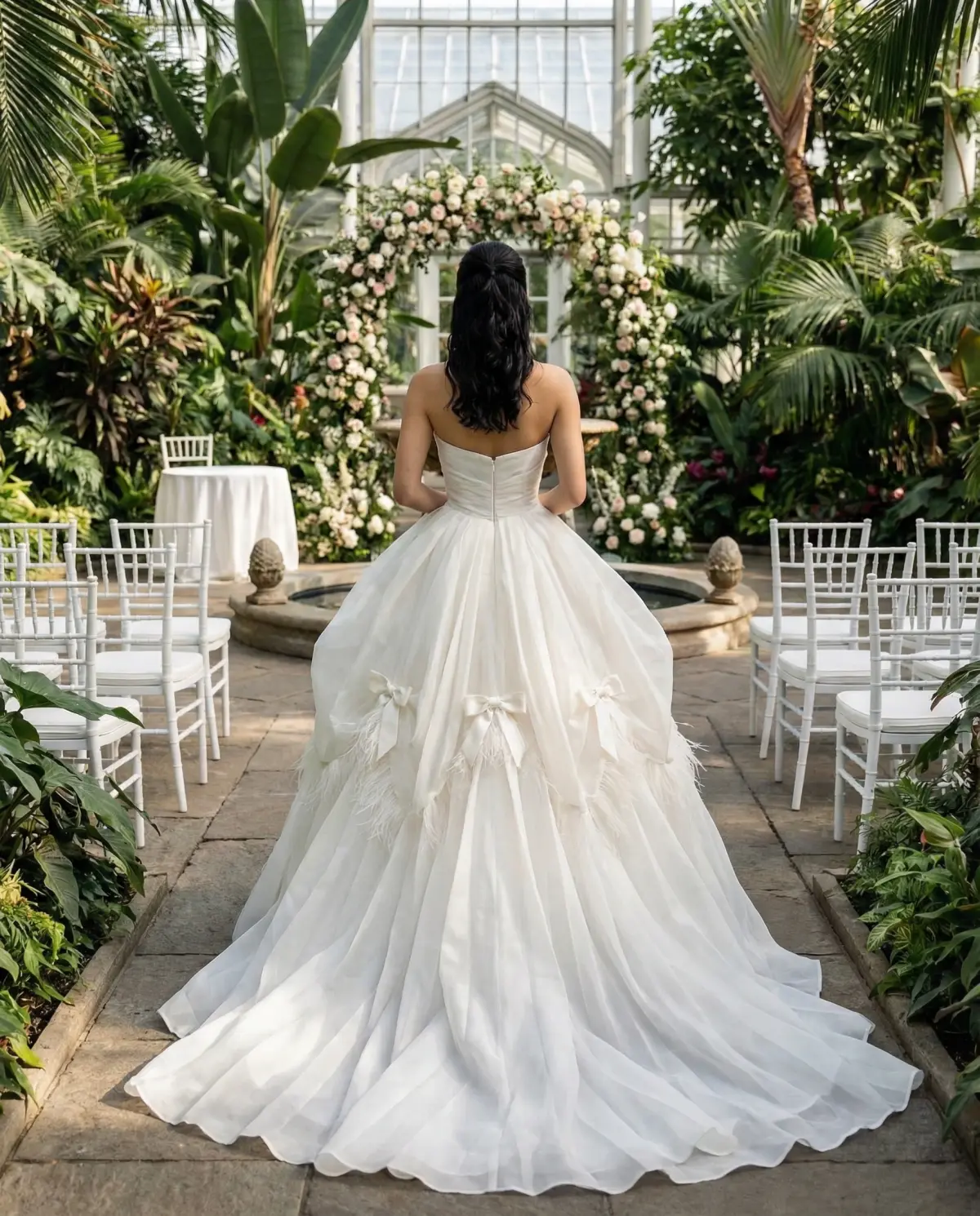 Lavender ball gown with tulle skirt for princess garden wedding