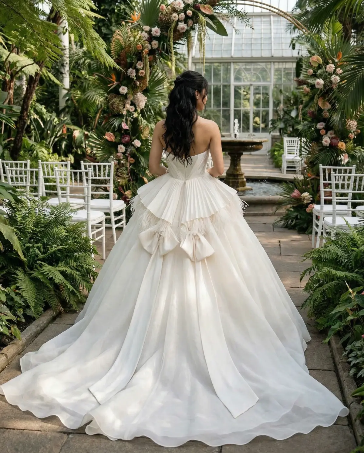 Lavender ball gown creating regal romantic wedding statement