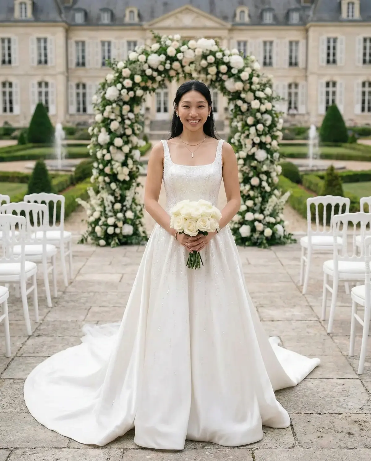 Plum fit and flare gown with rich color for fall wedding