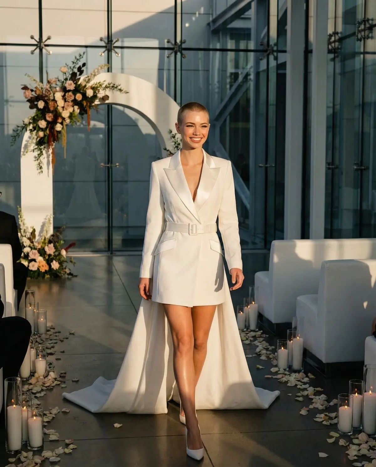 White Tuxedo Blazer Dress wedding dress
